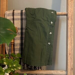 dark green linen skirt
